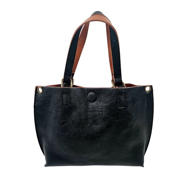 Bass Womens Tote Black Pebbled Faux Leather Shoulder Bag Option Coin Purse - Picture 8 of 10